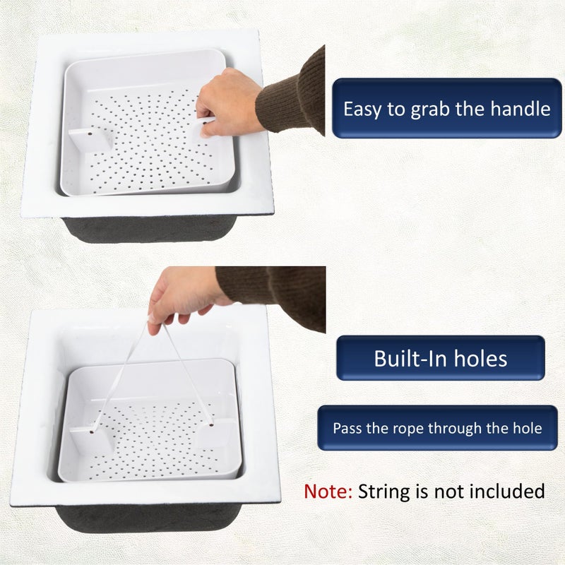 Leyso Floor Sink Commercial Drain Cover Strainer ABS Plastic Drop-in Basket 8-1/2" x 8-1/2" x 2-1/4" (2"H ABS X 4) - Suitable for Kitchen, Restaurant, bar, Buffet - Image 4